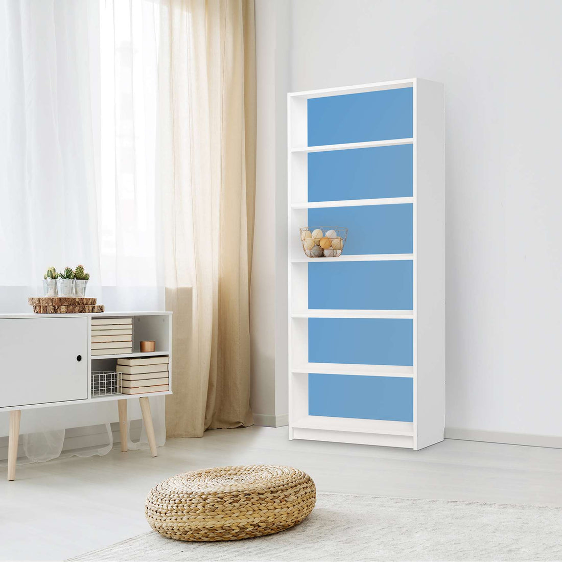 Klebefolie Blau Light - IKEA Billy Regal 6 Fächer - Wohnzimmer