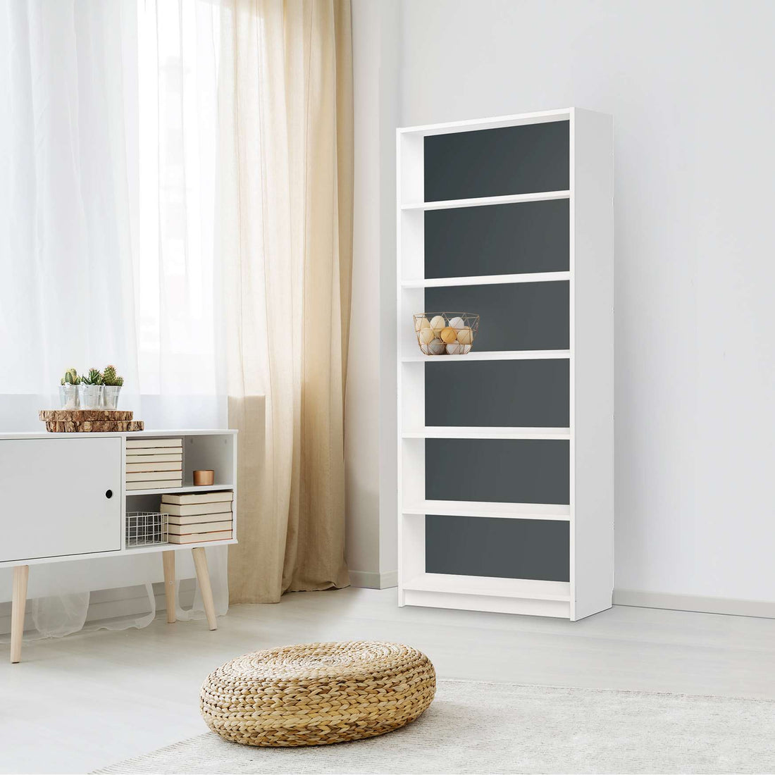 Klebefolie Blaugrau Dark - IKEA Billy Regal 6 Fächer - Wohnzimmer