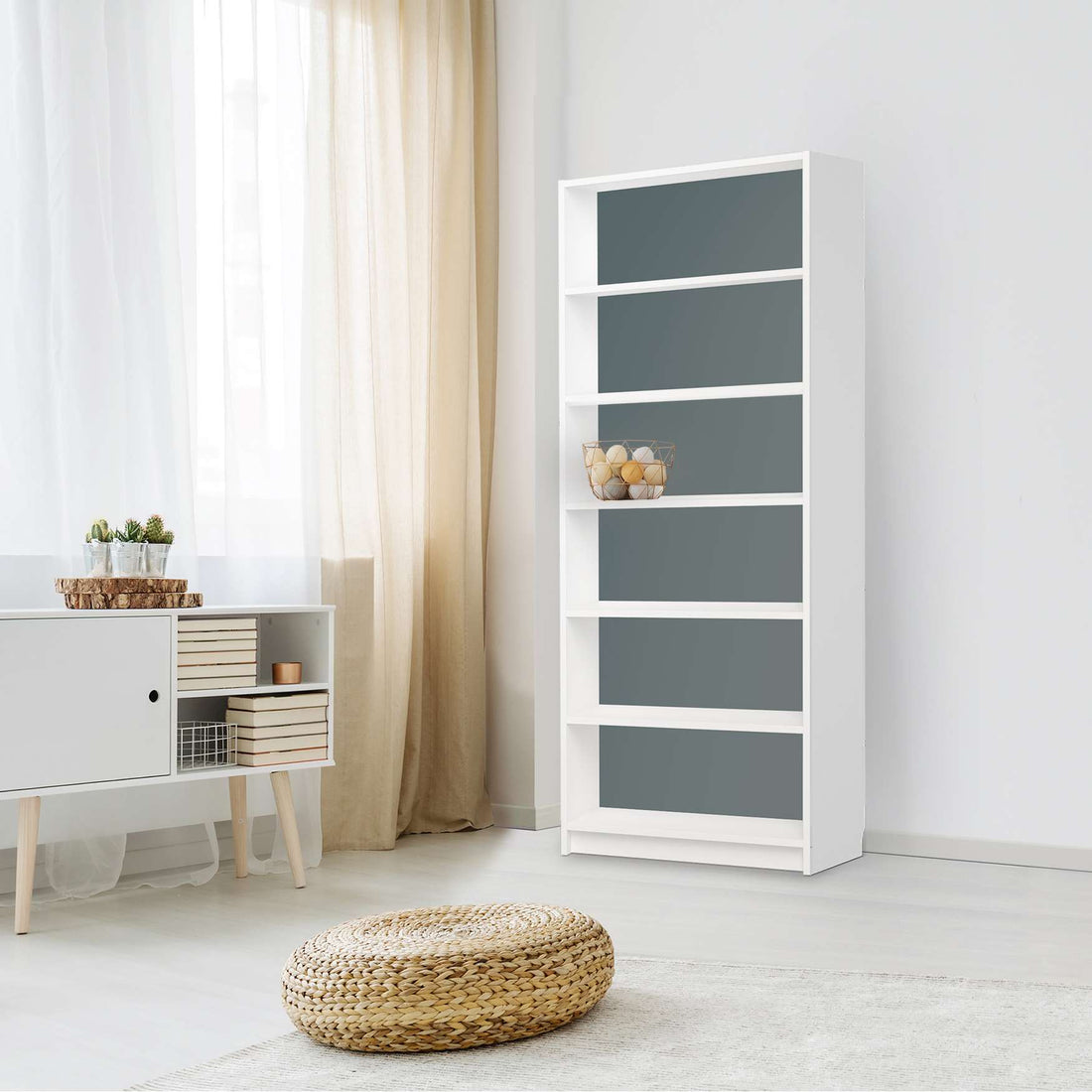 Klebefolie Blaugrau Light - IKEA Billy Regal 6 Fächer - Wohnzimmer