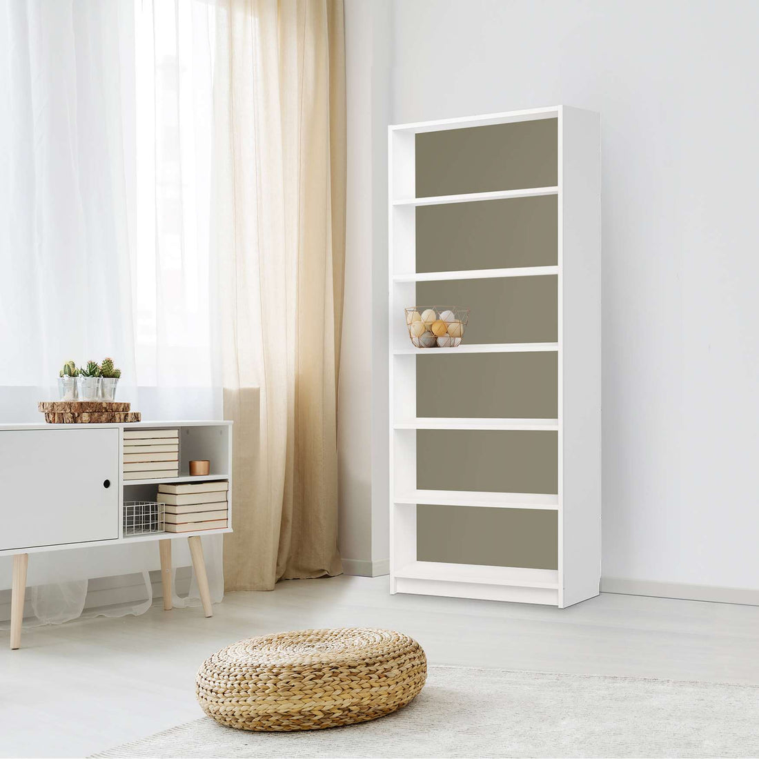 Klebefolie Braungrau Light - IKEA Billy Regal 6 Fächer - Wohnzimmer
