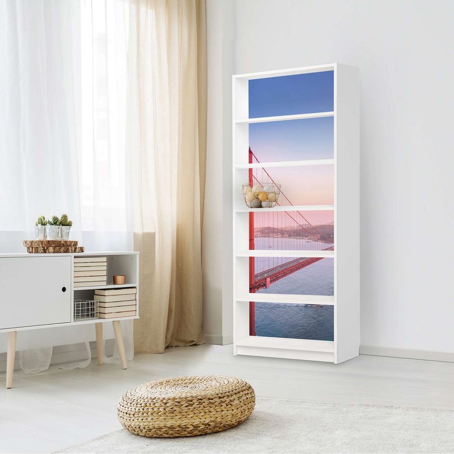 Klebefolie Golden Gate - IKEA Billy Regal 6 Fächer - Wohnzimmer