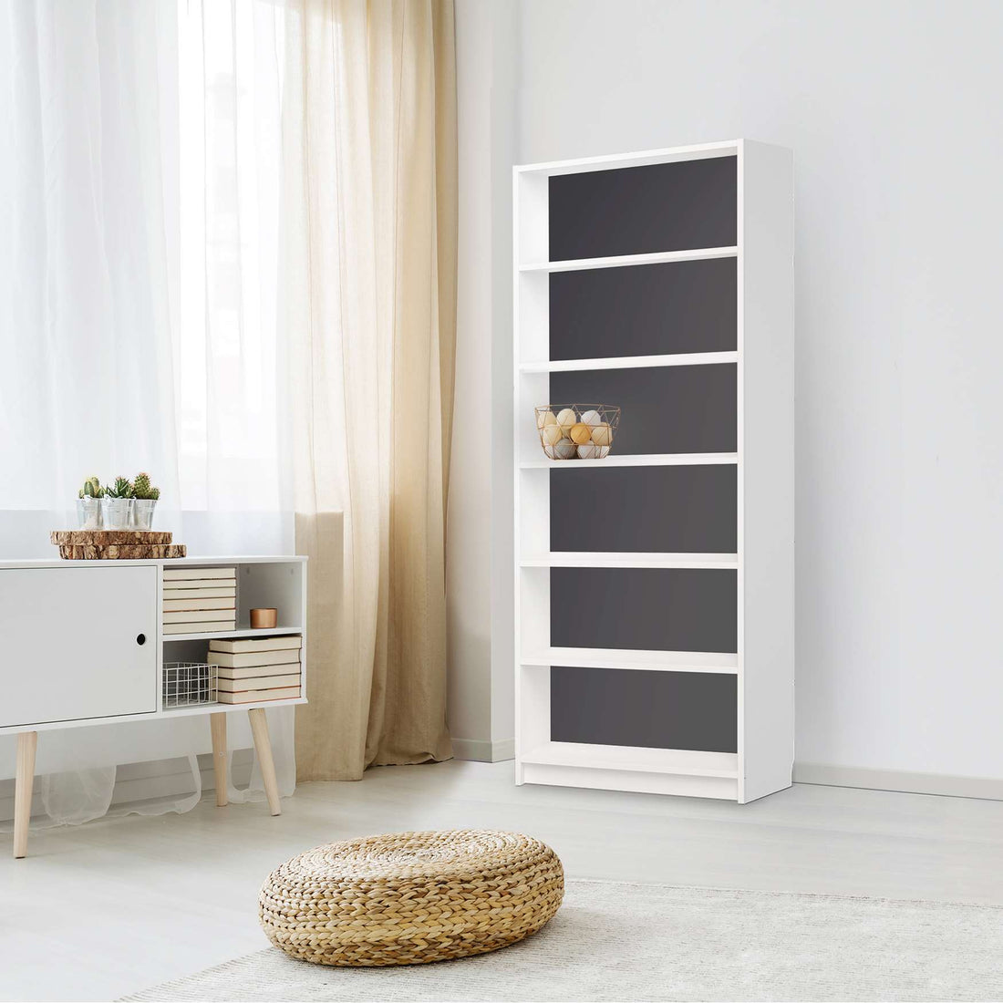 Klebefolie Grau Dark - IKEA Billy Regal 6 Fächer - Wohnzimmer