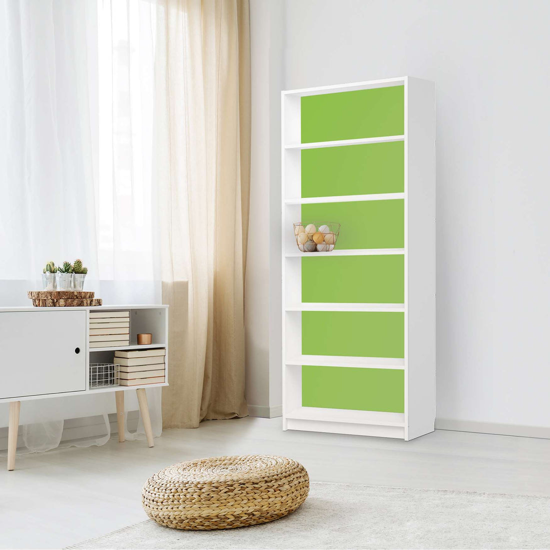 Klebefolie Hellgrün Dark - IKEA Billy Regal 6 Fächer - Wohnzimmer