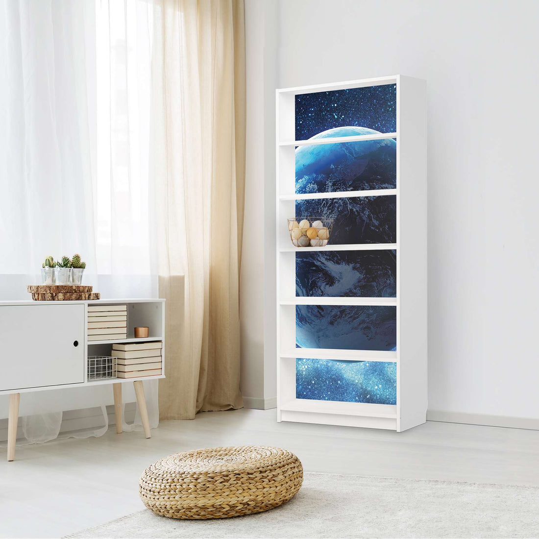 Klebefolie Planet Blue - IKEA Billy Regal 6 Fächer - Wohnzimmer