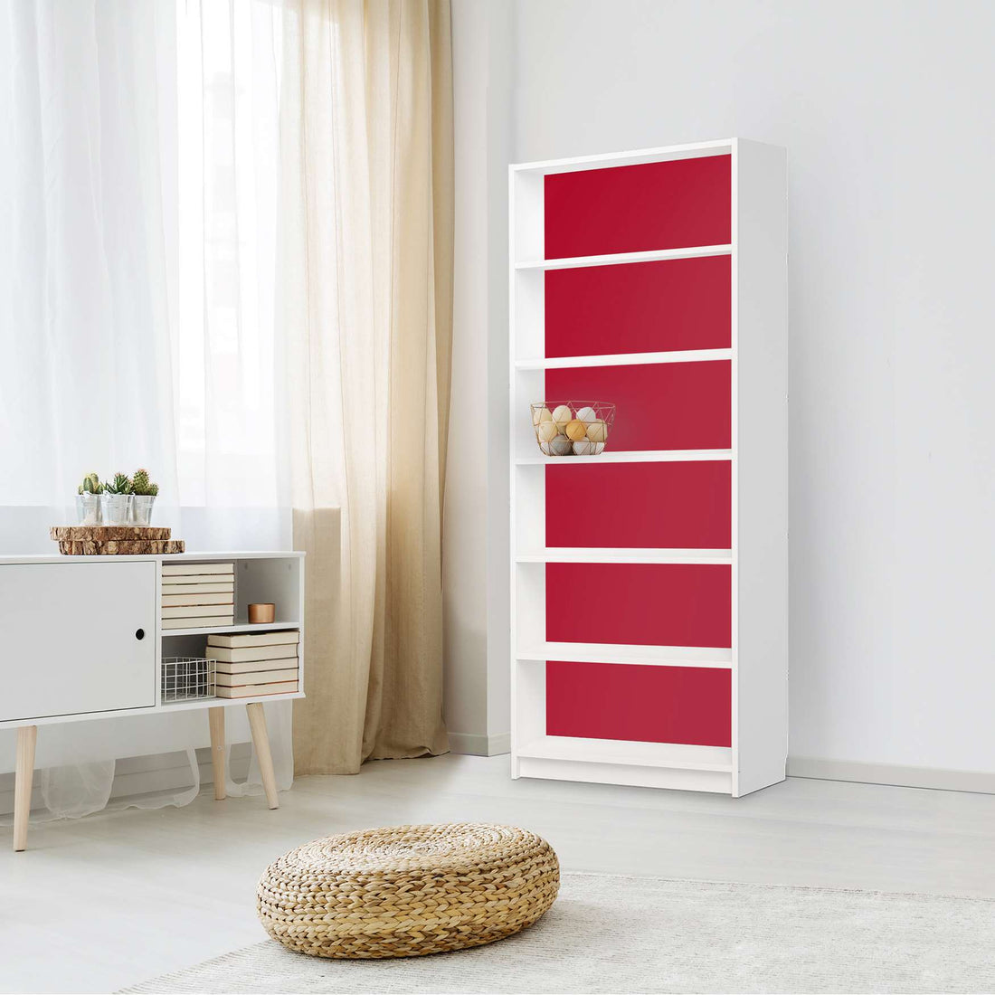 Klebefolie Rot Dark - IKEA Billy Regal 6 Fächer - Wohnzimmer