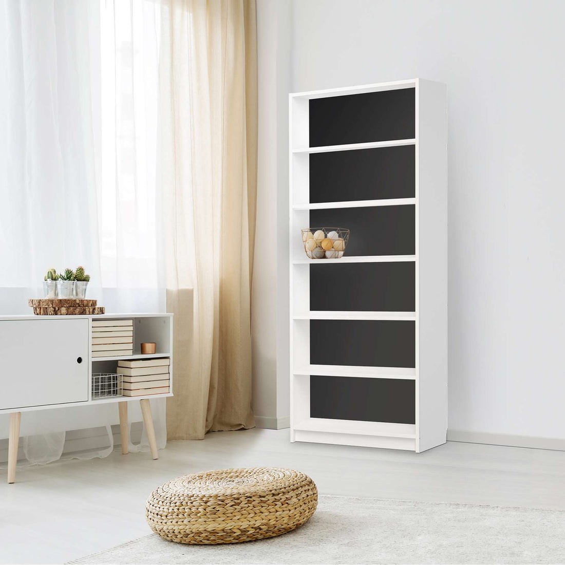 Klebefolie Schwarz - IKEA Billy Regal 6 Fächer - Wohnzimmer