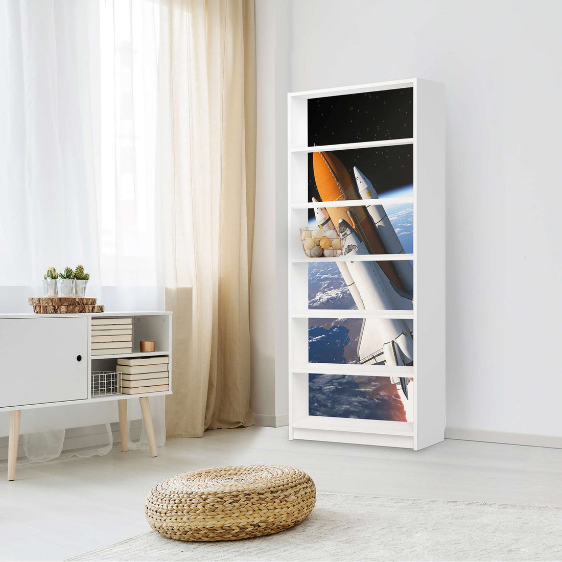 Klebefolie Space Traveller - IKEA Billy Regal 6 Fächer - Wohnzimmer
