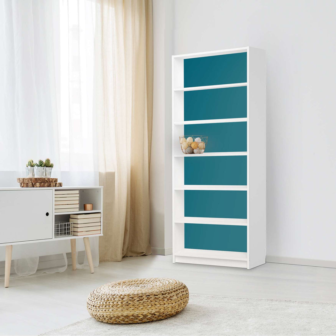 Klebefolie Türkisgrün Dark - IKEA Billy Regal 6 Fächer - Wohnzimmer