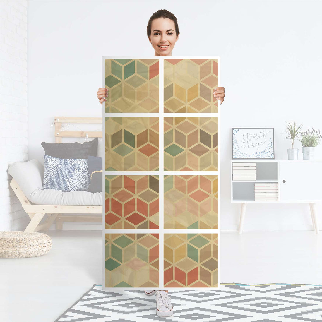 Klebefolie 3D Retro - IKEA Expedit Regal 8 Türen - Folie