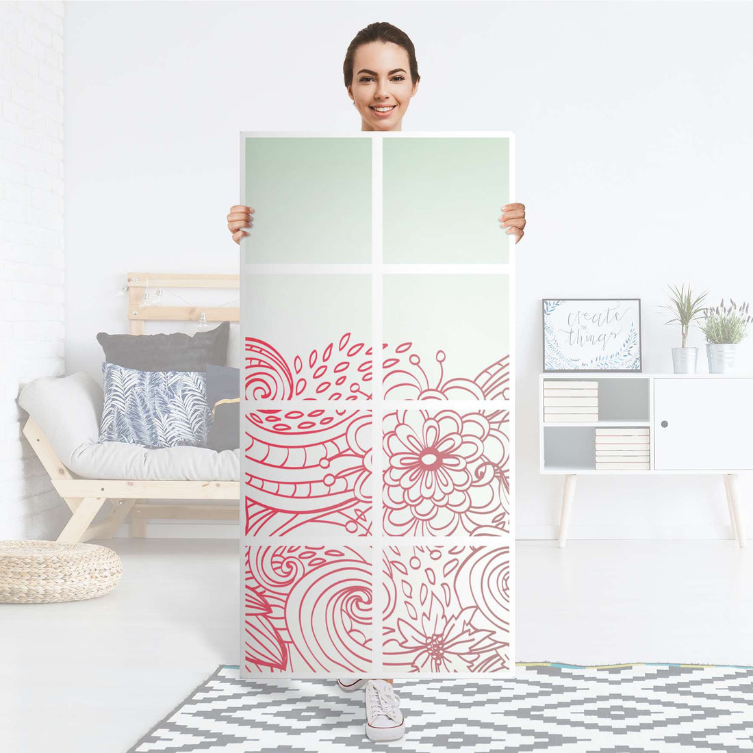 Klebefolie Floral Doodle - IKEA Expedit Regal 8 Türen - Folie