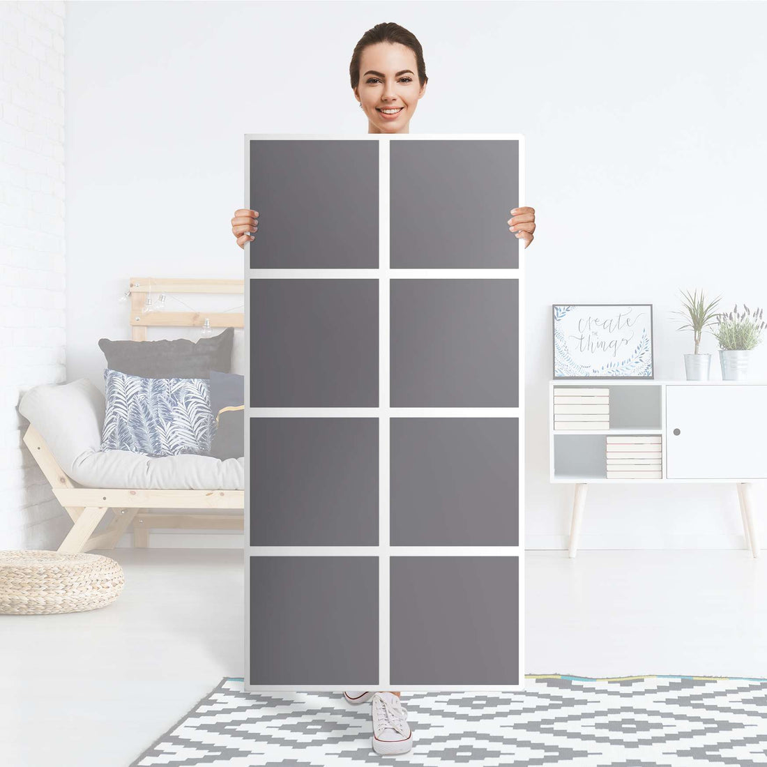 Klebefolie Grau Light - IKEA Expedit Regal 8 Türen - Folie