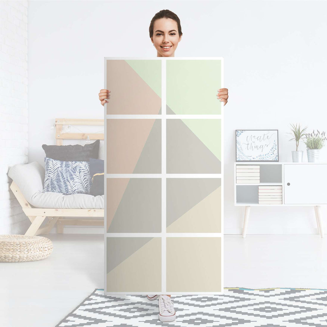 Klebefolie Pastell Geometrik - IKEA Expedit Regal 8 Türen - Folie