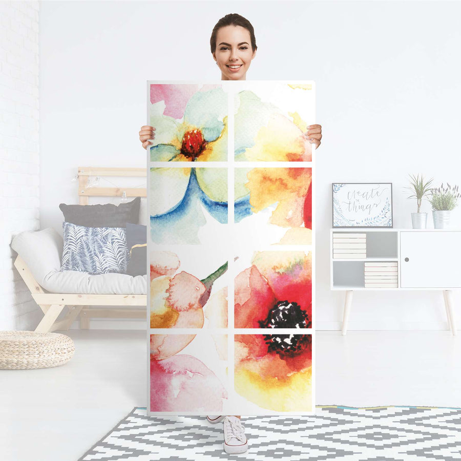 Klebefolie Water Color Flowers - IKEA Expedit Regal 8 Türen - Folie