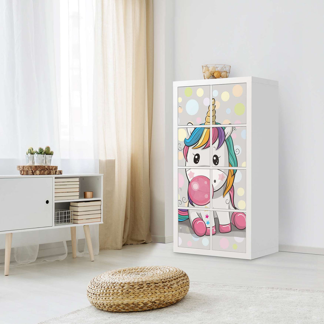Klebefolie Rainbow das Einhorn - IKEA Expedit Regal 8 Türen - Kinderzimmer