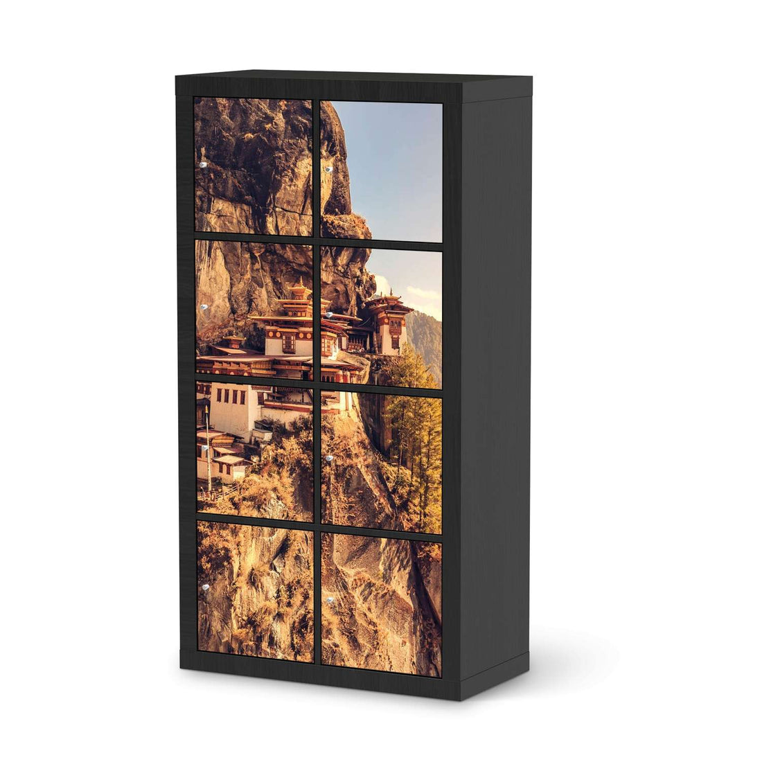 Klebefolie Bhutans Paradise - IKEA Expedit Regal 8 Türen - schwarz