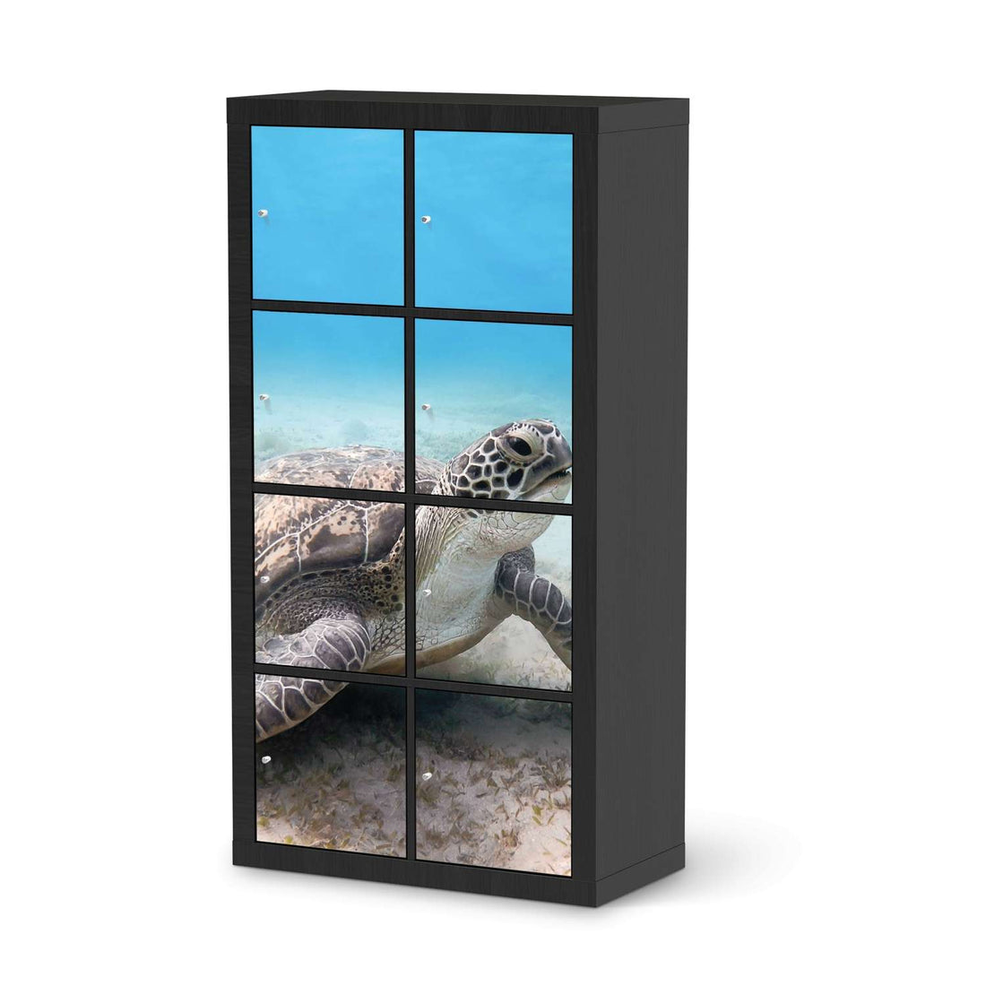 Klebefolie Green Sea Turtle - IKEA Expedit Regal 8 Türen - schwarz