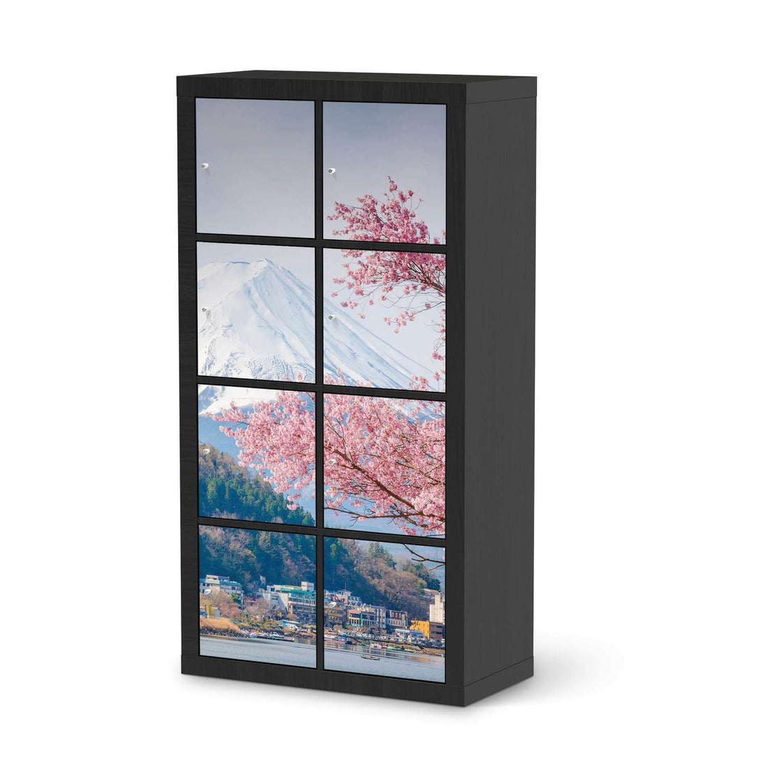 Klebefolie Mount Fuji - IKEA Expedit Regal 8 Türen - schwarz