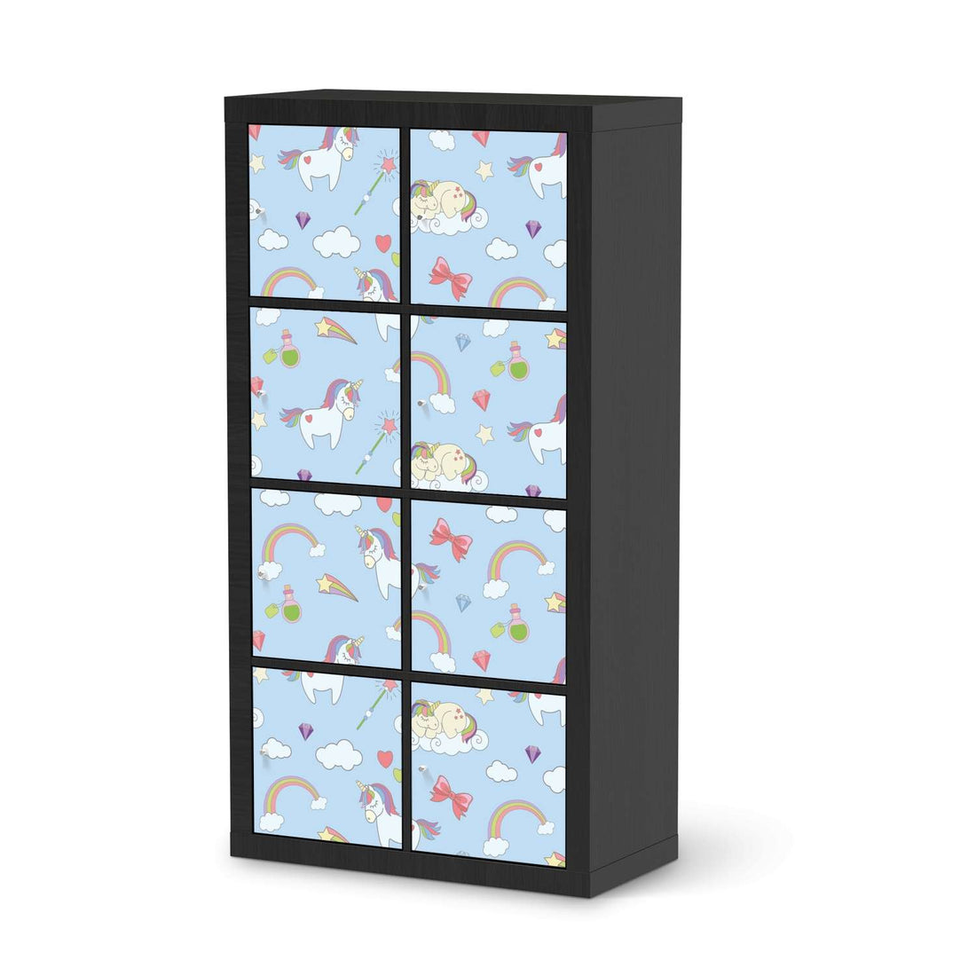 Klebefolie Rainbow Unicorn - IKEA Expedit Regal 8 Türen - schwarz
