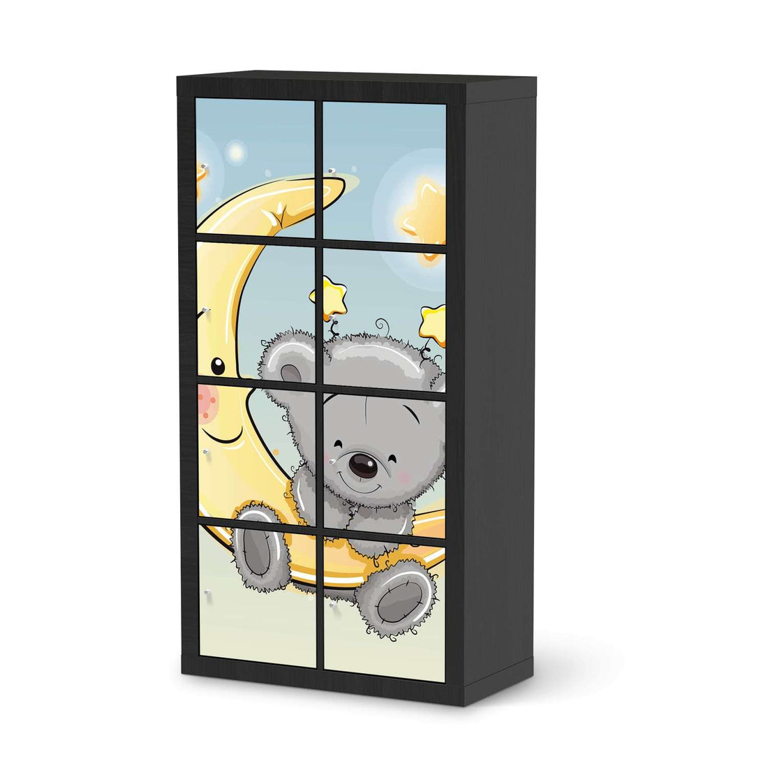 Klebefolie Teddy und Mond - IKEA Expedit Regal 8 Türen - schwarz