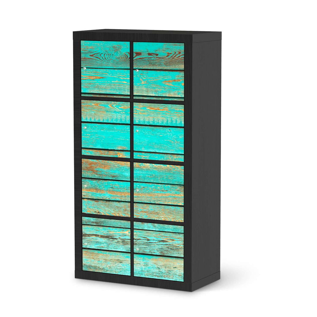 Klebefolie Wooden Aqua - IKEA Expedit Regal 8 Türen - schwarz