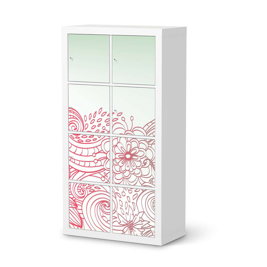 Klebefolie Floral Doodle - IKEA Expedit Regal 8 Türen  - weiss