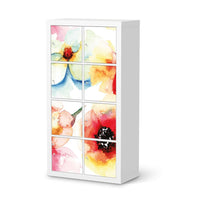 Klebefolie Water Color Flowers - IKEA Expedit Regal 8 Türen  - weiss
