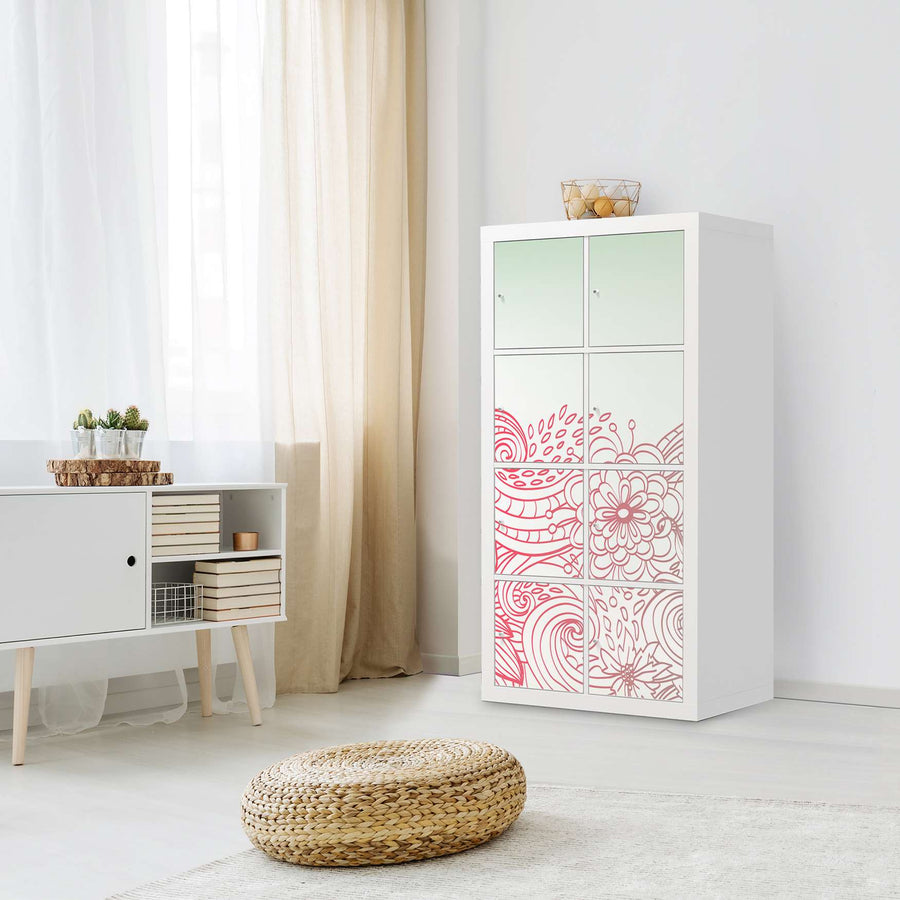 Klebefolie Floral Doodle - IKEA Expedit Regal 8 Türen - Wohnzimmer