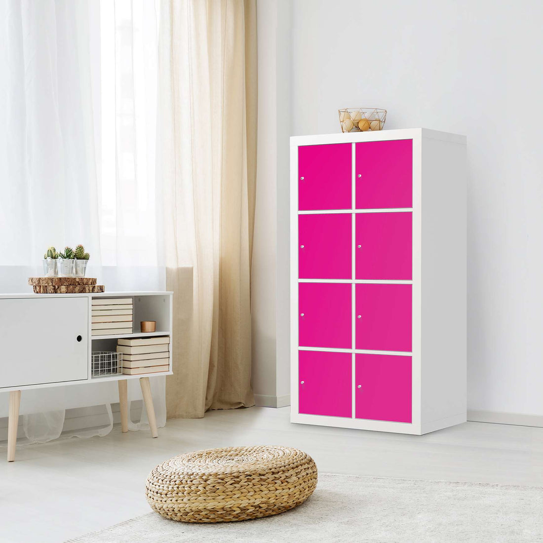 Klebefolie Pink Dark - IKEA Expedit Regal 8 Türen - Wohnzimmer