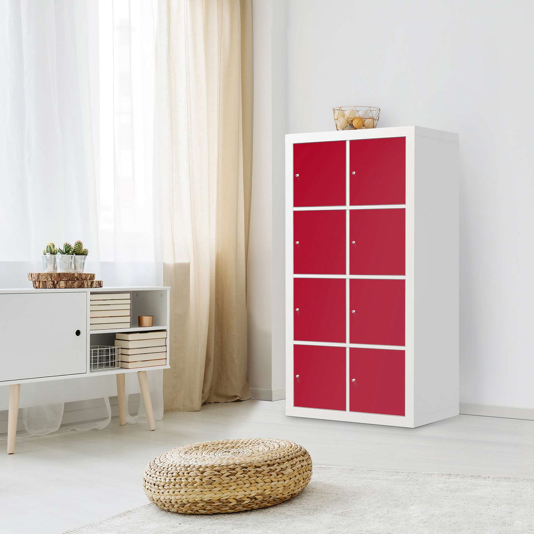 Klebefolie Rot Dark - IKEA Expedit Regal 8 Türen - Wohnzimmer