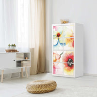 Klebefolie Water Color Flowers - IKEA Expedit Regal 8 Türen - Wohnzimmer