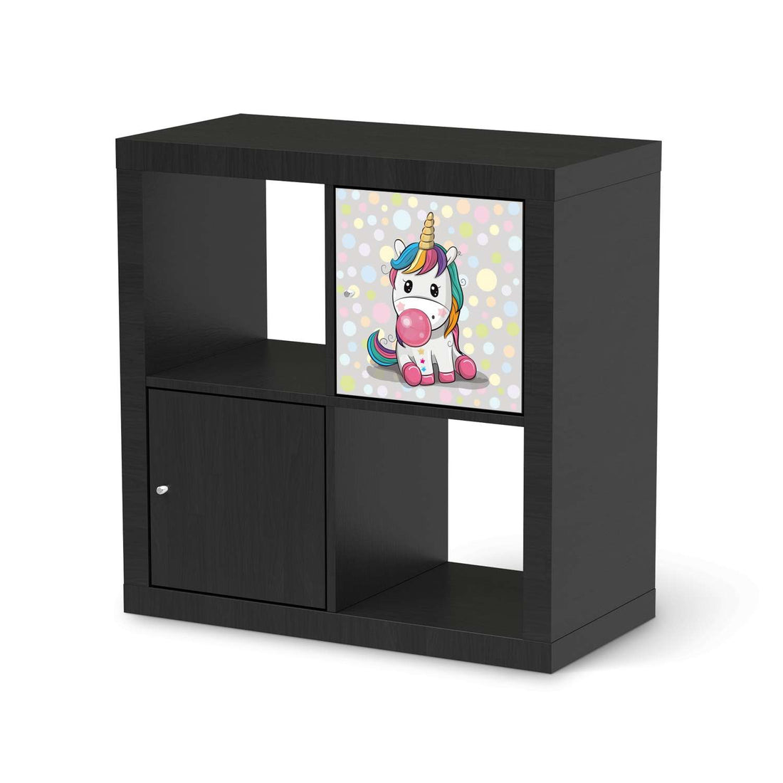 Klebefolie Rainbow das Einhorn - IKEA Expedit Regal Tür einzeln - schwarz