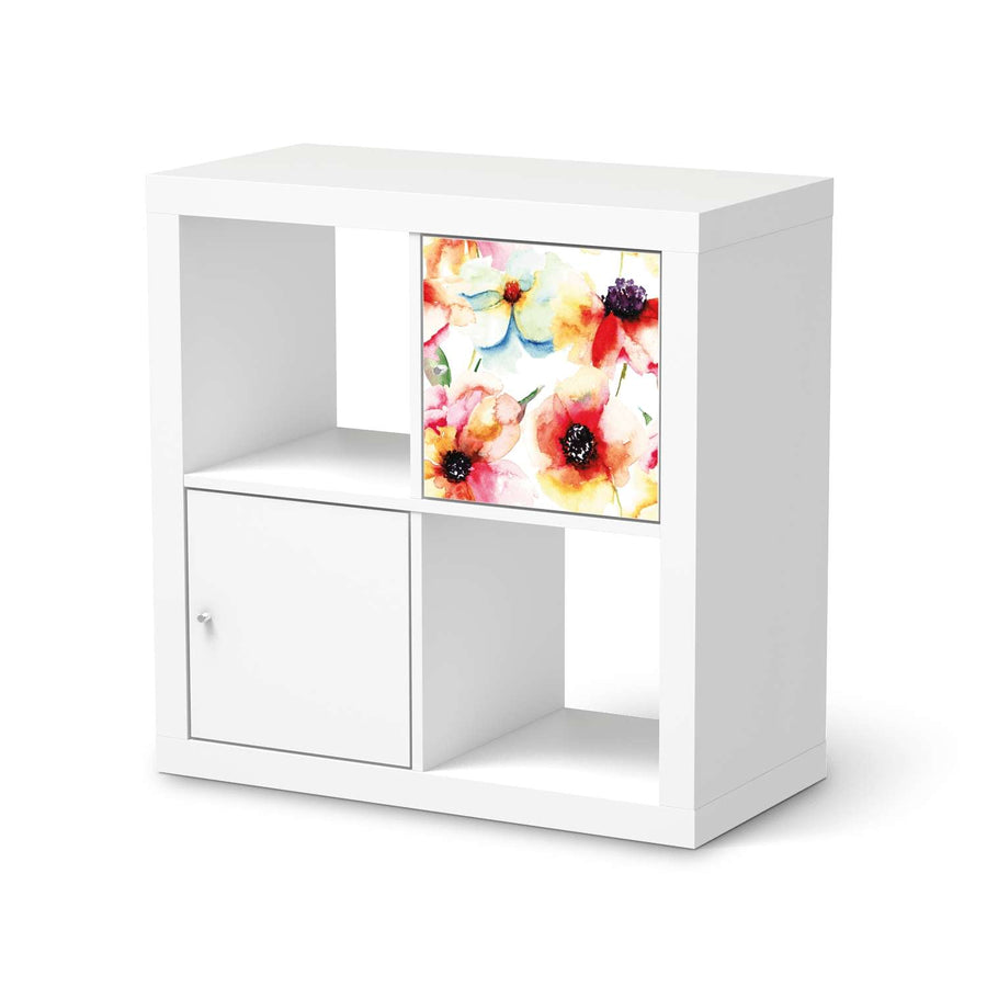 Klebefolie Water Color Flowers - IKEA Expedit Regal Tür einzeln  - weiss