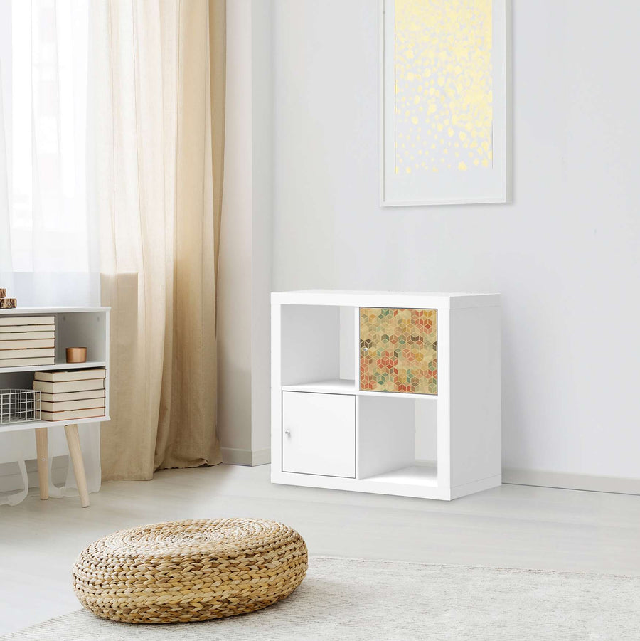 Klebefolie 3D Retro - IKEA Expedit Regal Tür einzeln - Wohnzimmer