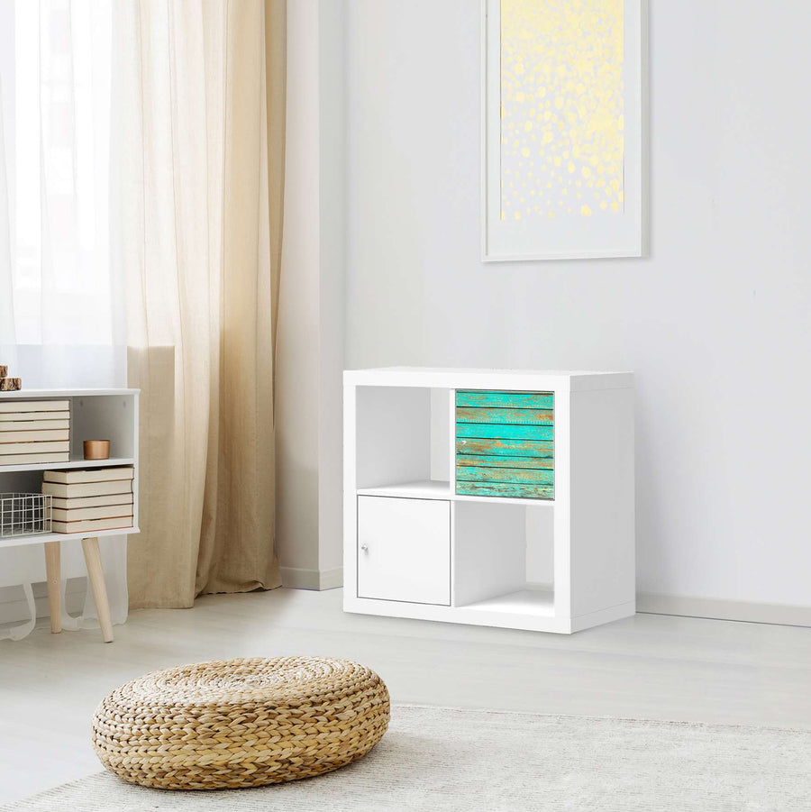 Klebefolie Wooden Aqua - IKEA Expedit Regal Tür einzeln - Wohnzimmer