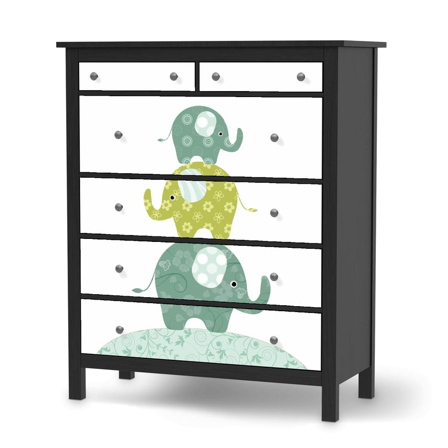 Klebefolie Elephants - IKEA Hemnes Kommode 6 Schubladen - schwarz