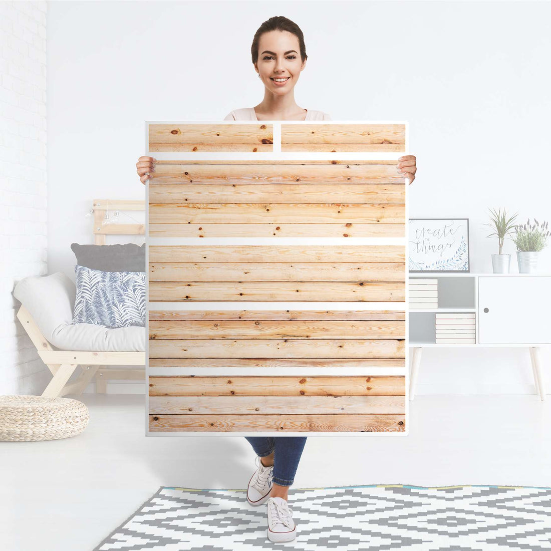 Klebefolie Bright Planks - IKEA Hemnes Kommode 6 Schubladen - Folie
