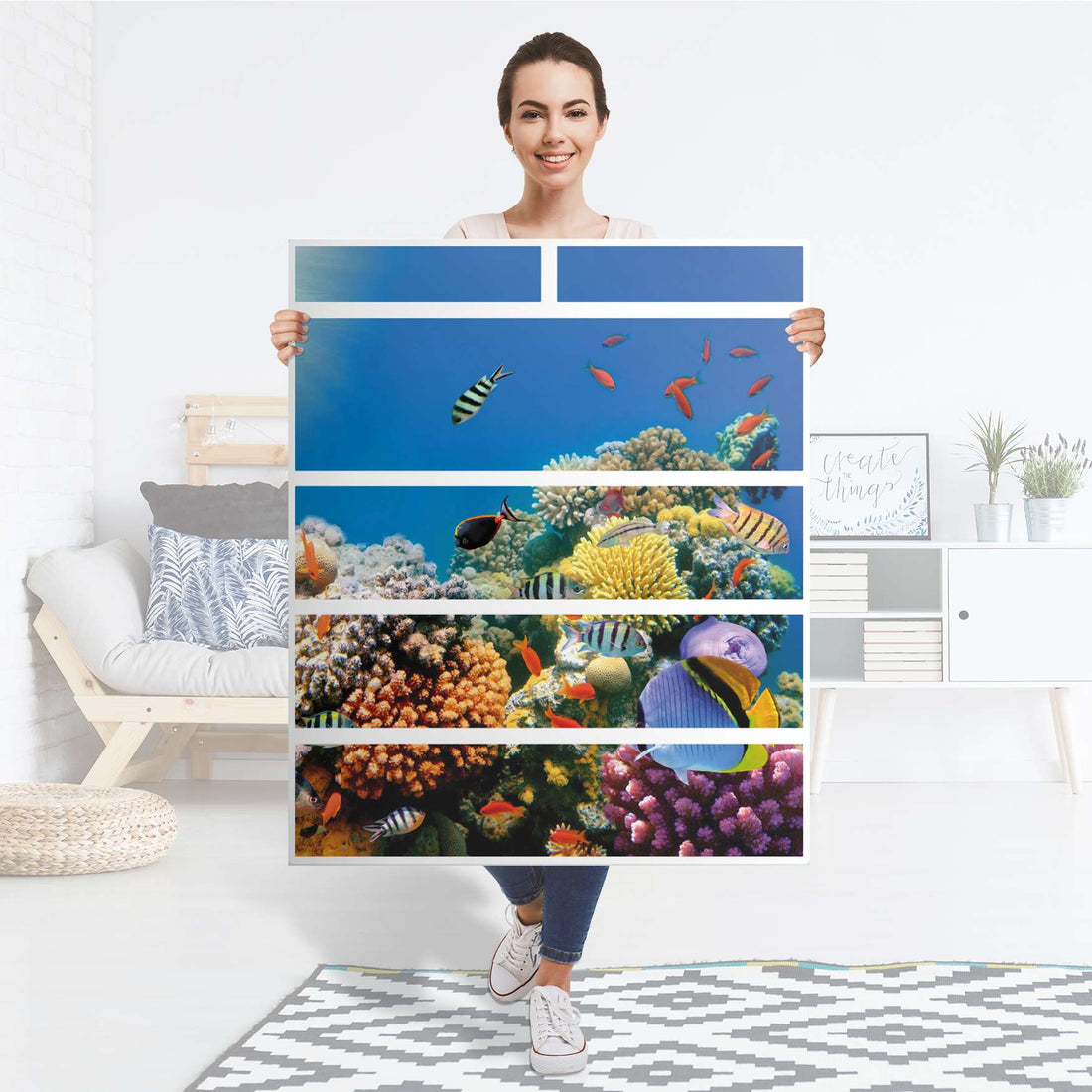 Klebefolie Coral Reef - IKEA Hemnes Kommode 6 Schubladen - Folie