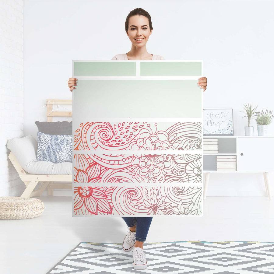 Klebefolie Floral Doodle - IKEA Hemnes Kommode 6 Schubladen - Folie