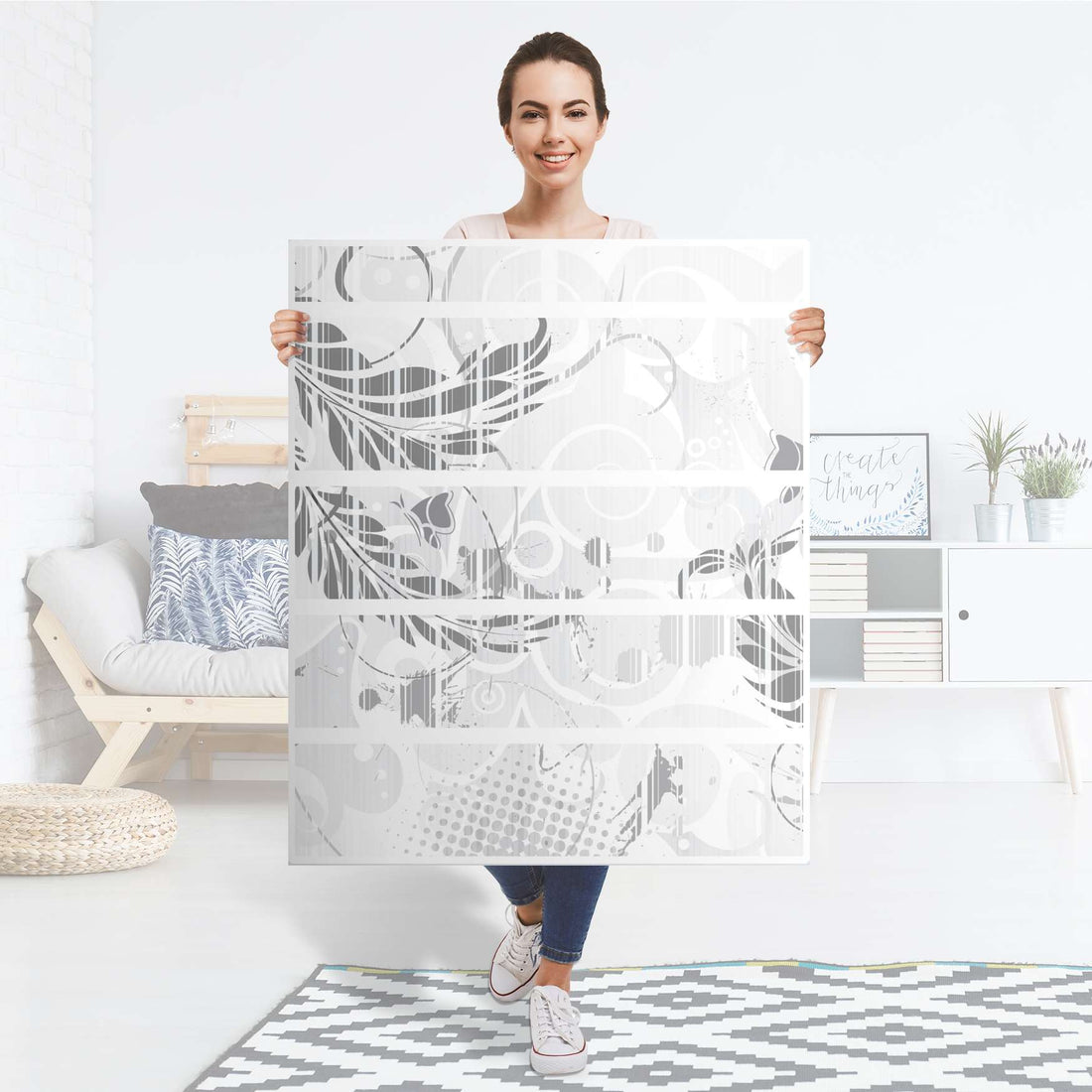 Klebefolie Florals Plain 2 - IKEA Hemnes Kommode 6 Schubladen - Folie