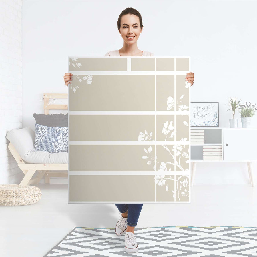 Klebefolie Florals Plain 3 - IKEA Hemnes Kommode 6 Schubladen - Folie