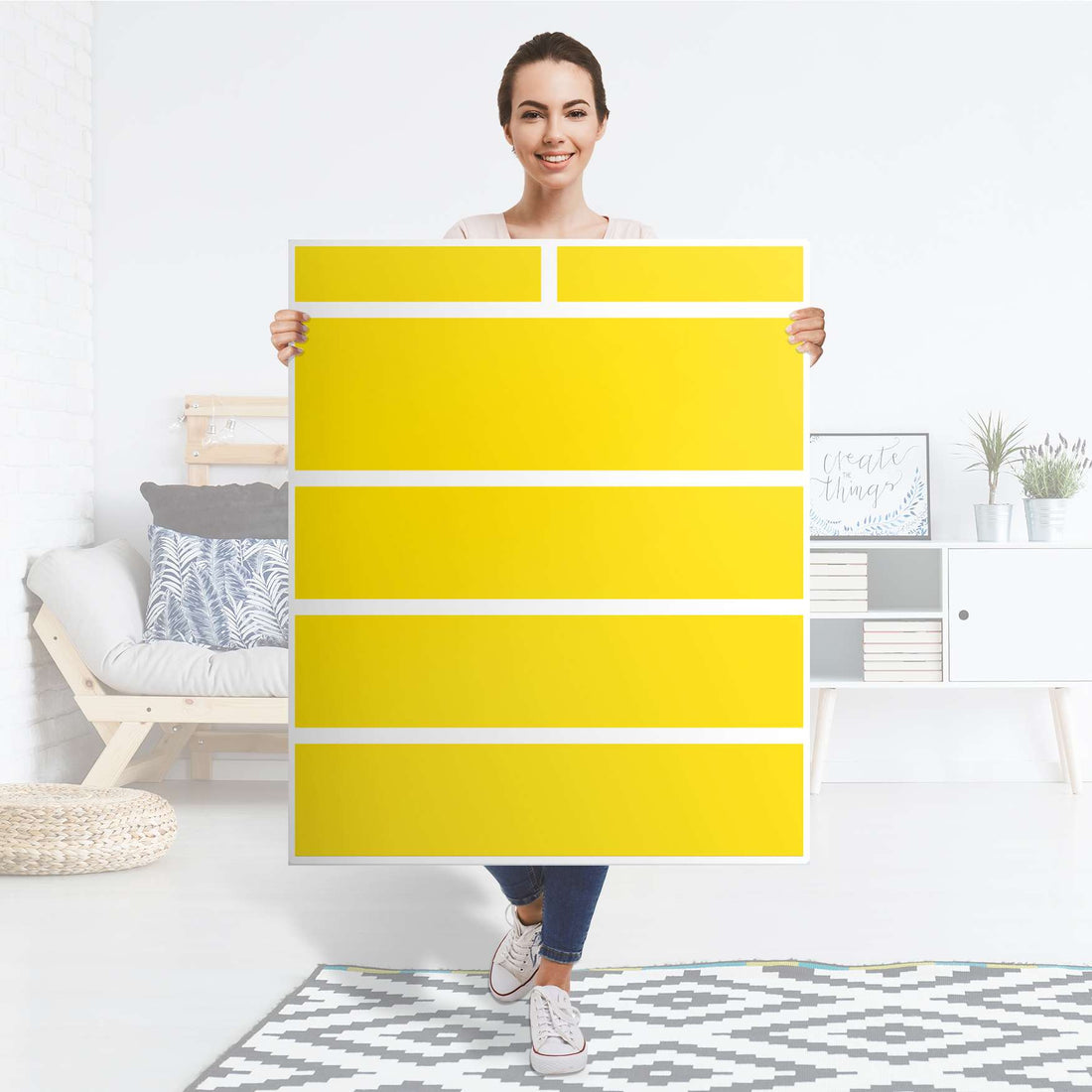 Klebefolie Gelb Dark - IKEA Hemnes Kommode 6 Schubladen - Folie