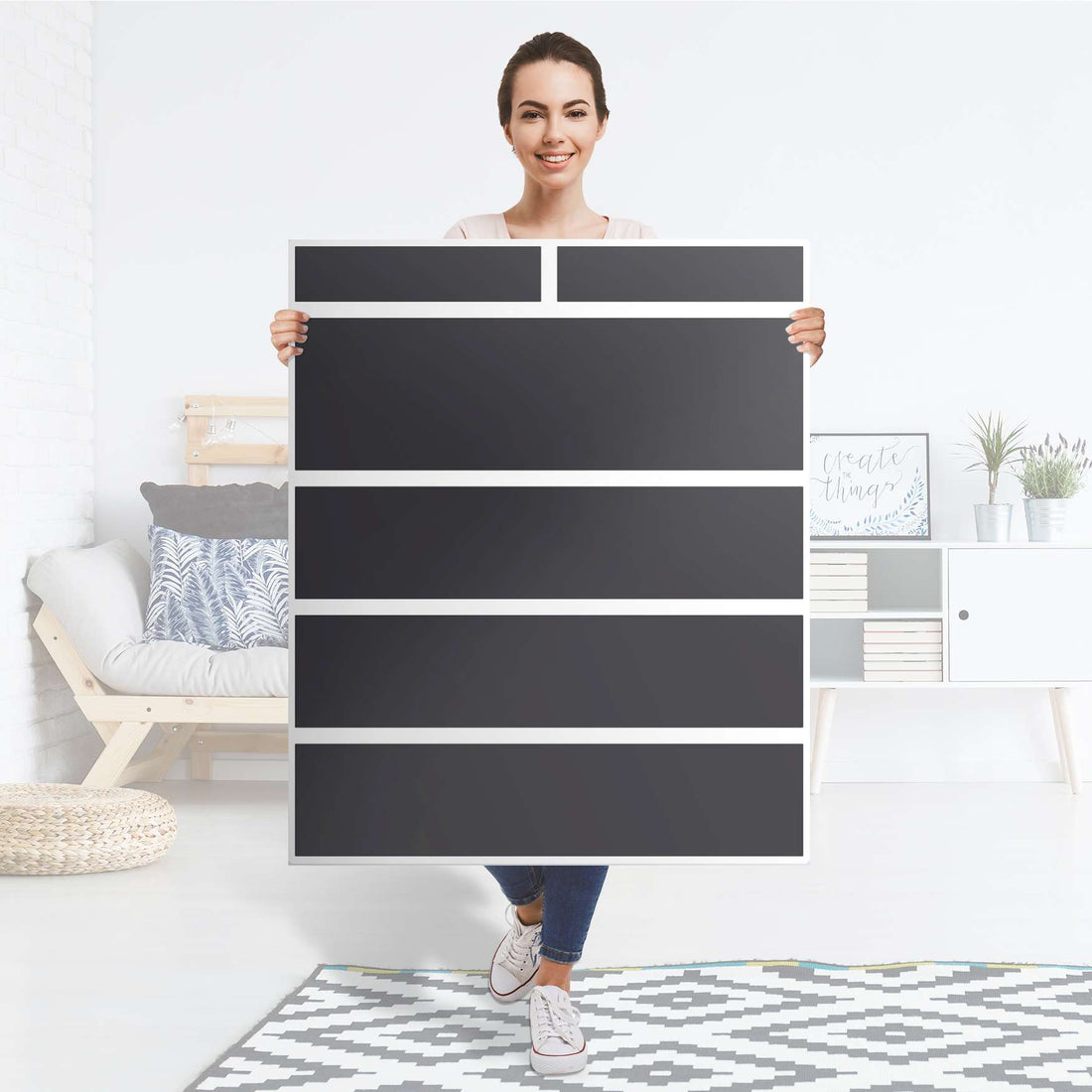 Klebefolie Grau Dark - IKEA Hemnes Kommode 6 Schubladen - Folie