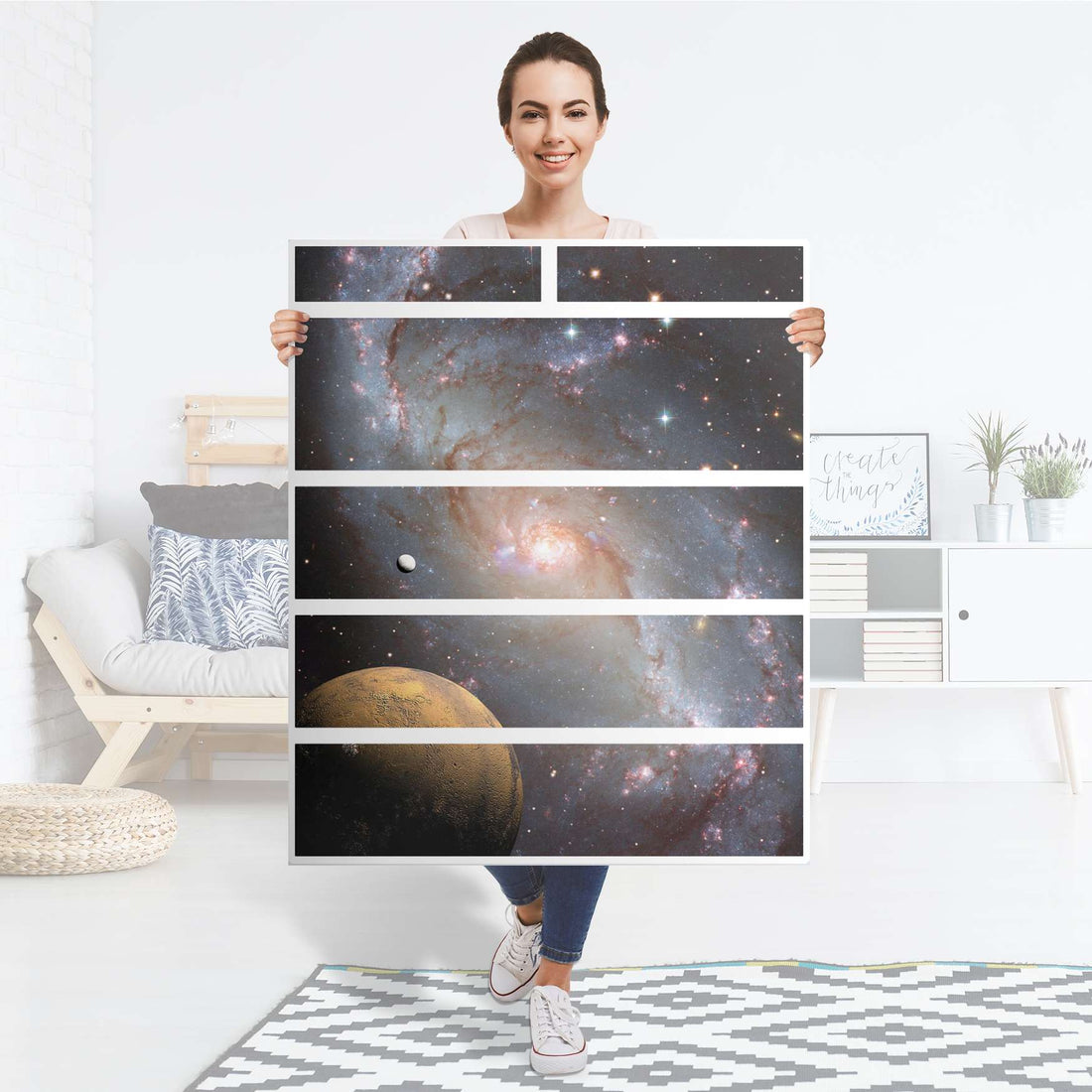 Klebefolie Milky Way - IKEA Hemnes Kommode 6 Schubladen - Folie