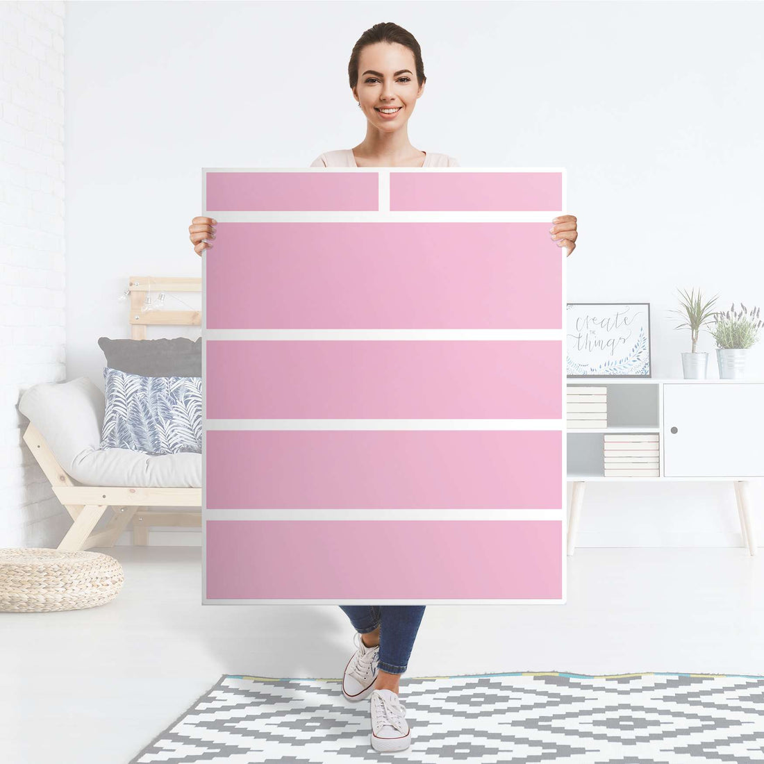 Klebefolie Pink Light - IKEA Hemnes Kommode 6 Schubladen - Folie