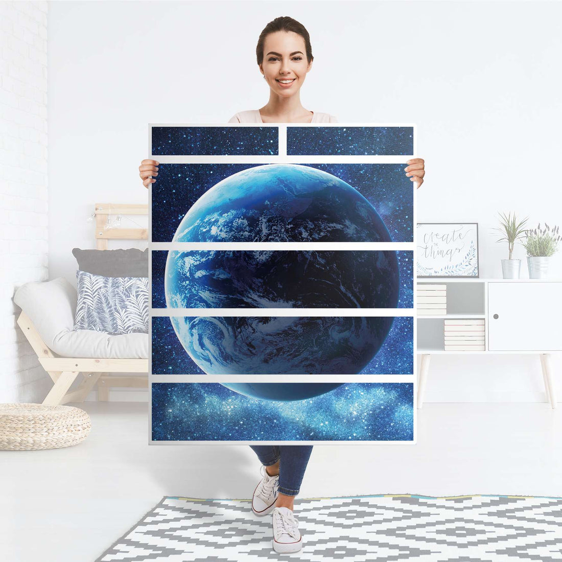 Klebefolie Planet Blue - IKEA Hemnes Kommode 6 Schubladen - Folie