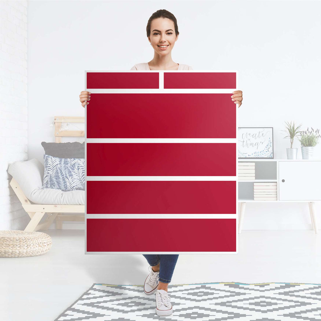 Klebefolie Rot Dark - IKEA Hemnes Kommode 6 Schubladen - Folie