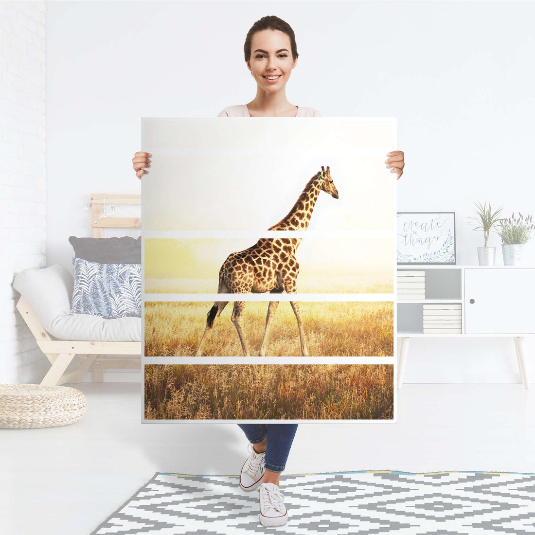 Klebefolie Savanna Giraffe - IKEA Hemnes Kommode 6 Schubladen - Folie