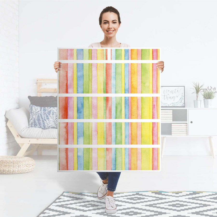 Klebefolie Watercolor Stripes - IKEA Hemnes Kommode 6 Schubladen - Folie