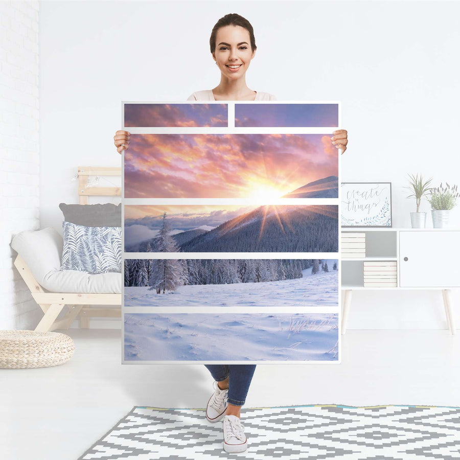 Klebefolie Zauberhafte Winterlandschaft - IKEA Hemnes Kommode 6 Schubladen - Folie