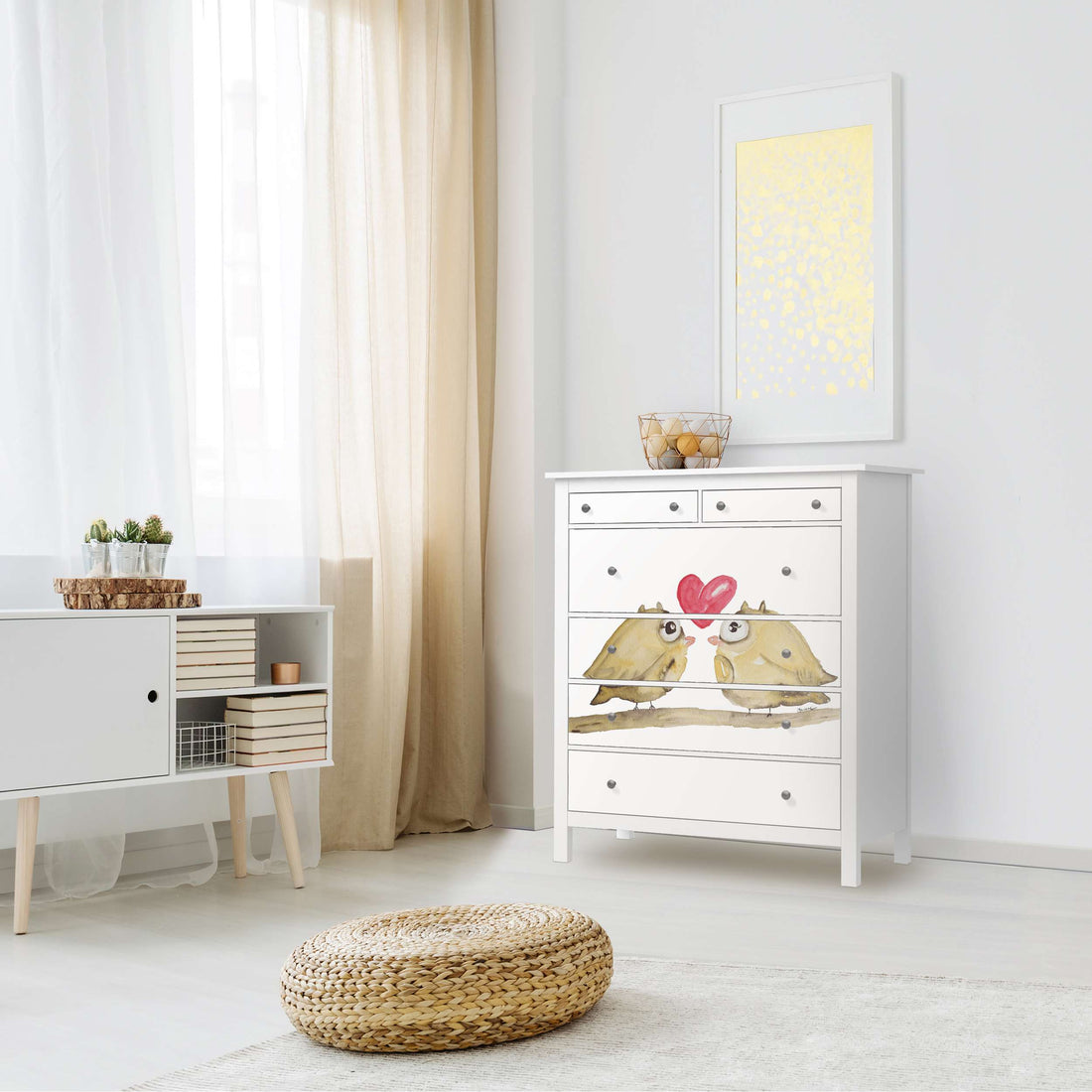 Klebefolie 2 kleine Eulen - IKEA Hemnes Kommode 6 Schubladen - Kinderzimmer